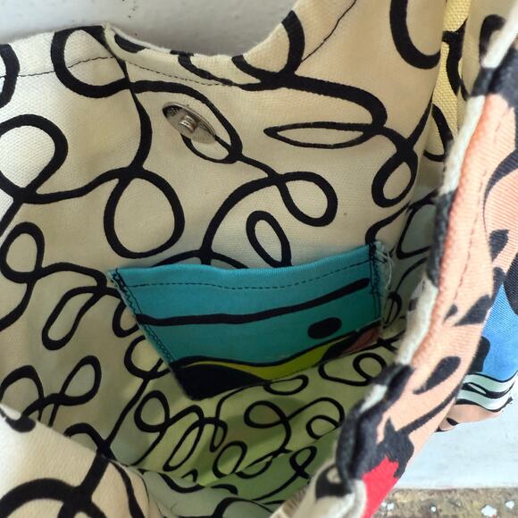 Pop Art Crossbody Bag Abstract Faces Canvas Purse Wearable Art Funky Grandmacore - Picture 7 of 7